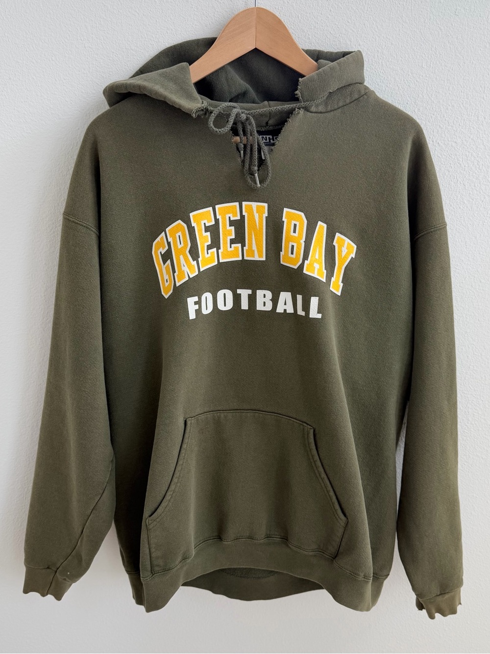 Green Bay Football Distressed Olive Green Hoodie Pullover